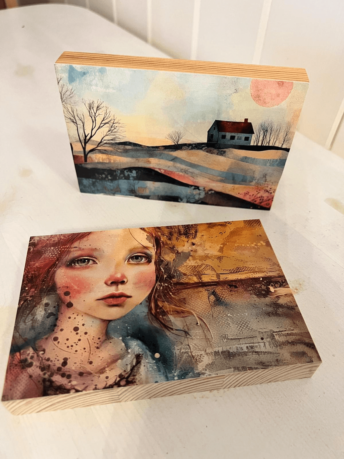 Fantasievolles Holzbild mit Märchenmotiv